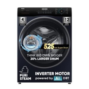 Haier 7 kg 1200 RPM Front Load Washing Machine – HW70-IM12929BK, Black