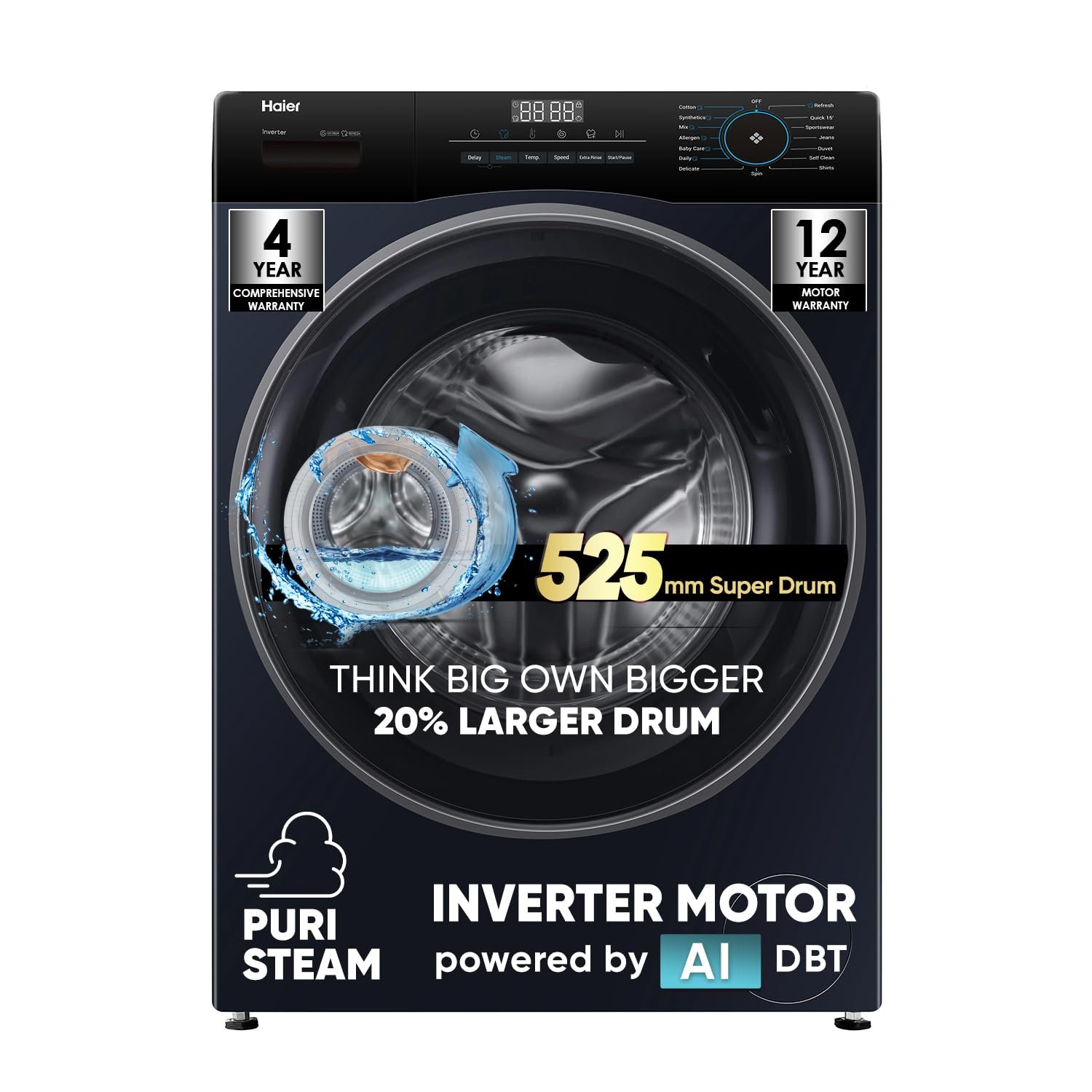 Haier 7 kg 1200 RPM Front Load Washing Machine – HW70-IM12929BK, Black Haier 7 kg 1200 RPM Front Load Washing Machine – HW70-IM12929BK, Black