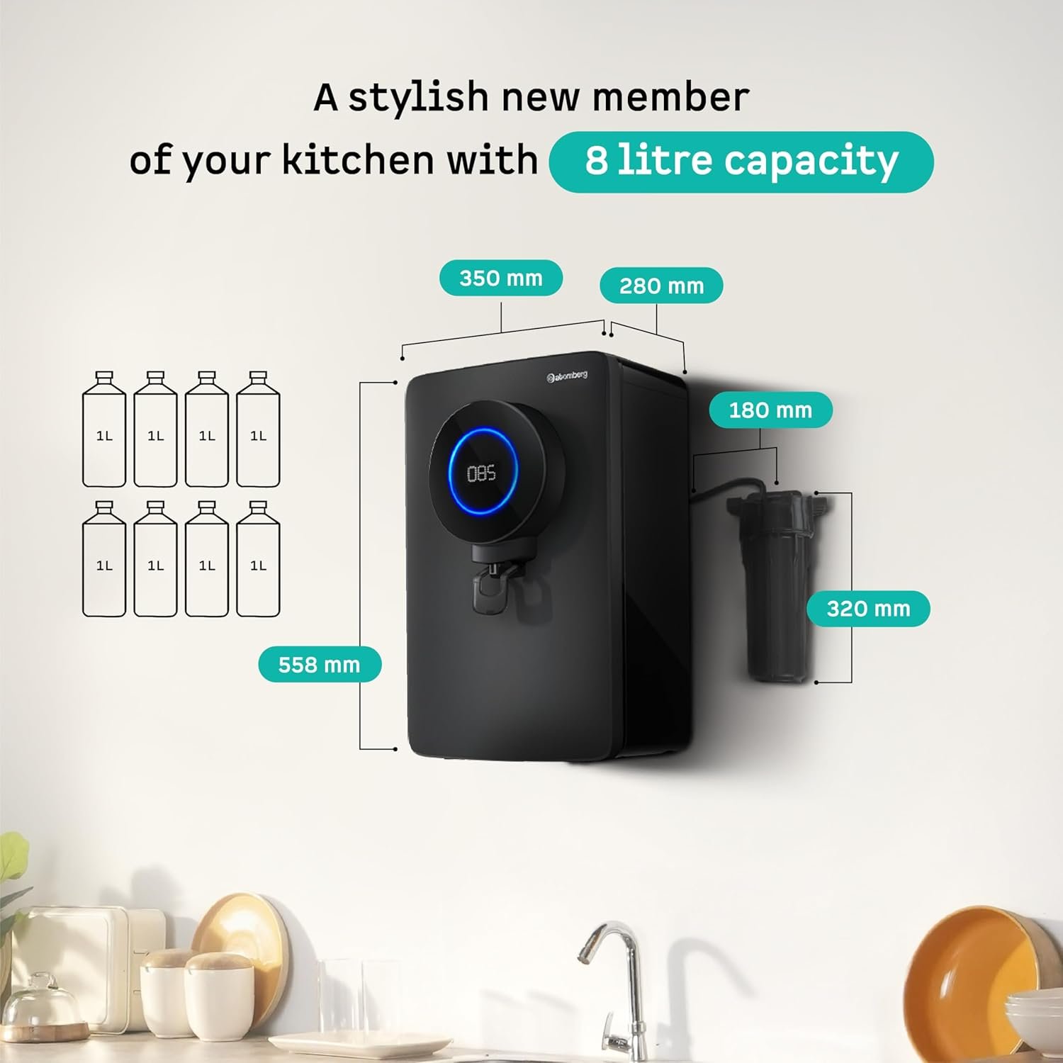 Intellon purifier dimensions and eight litre storage capacity