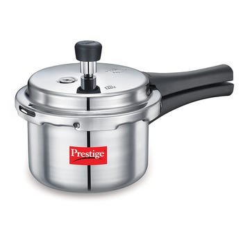 Prestige Popular Virgin Aluminium Precision Weight Valve Pressure Cooker, (Silver); representative product photograph