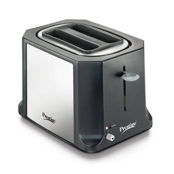 Prestige Slice Pop-up Toaster 750W | Elegant Stainless Steel Finish | Cancel Function & High Lift Lever | Black & Silver; representative product photograph
