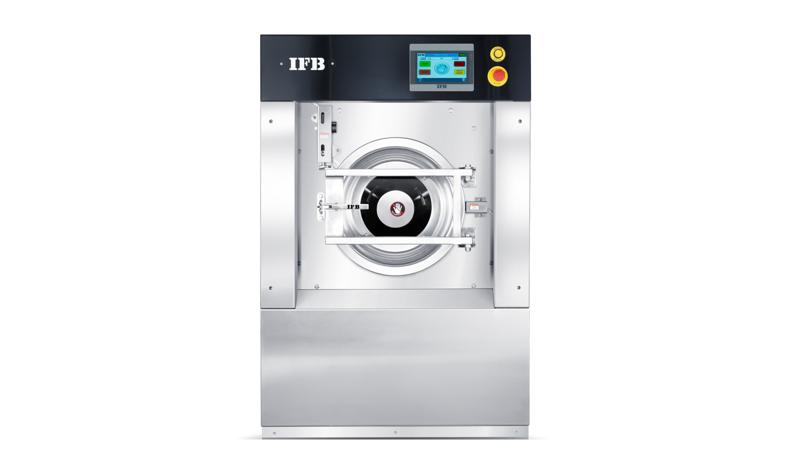 IFB washer-extractor, manufacturer representative image; exact configuration varies.