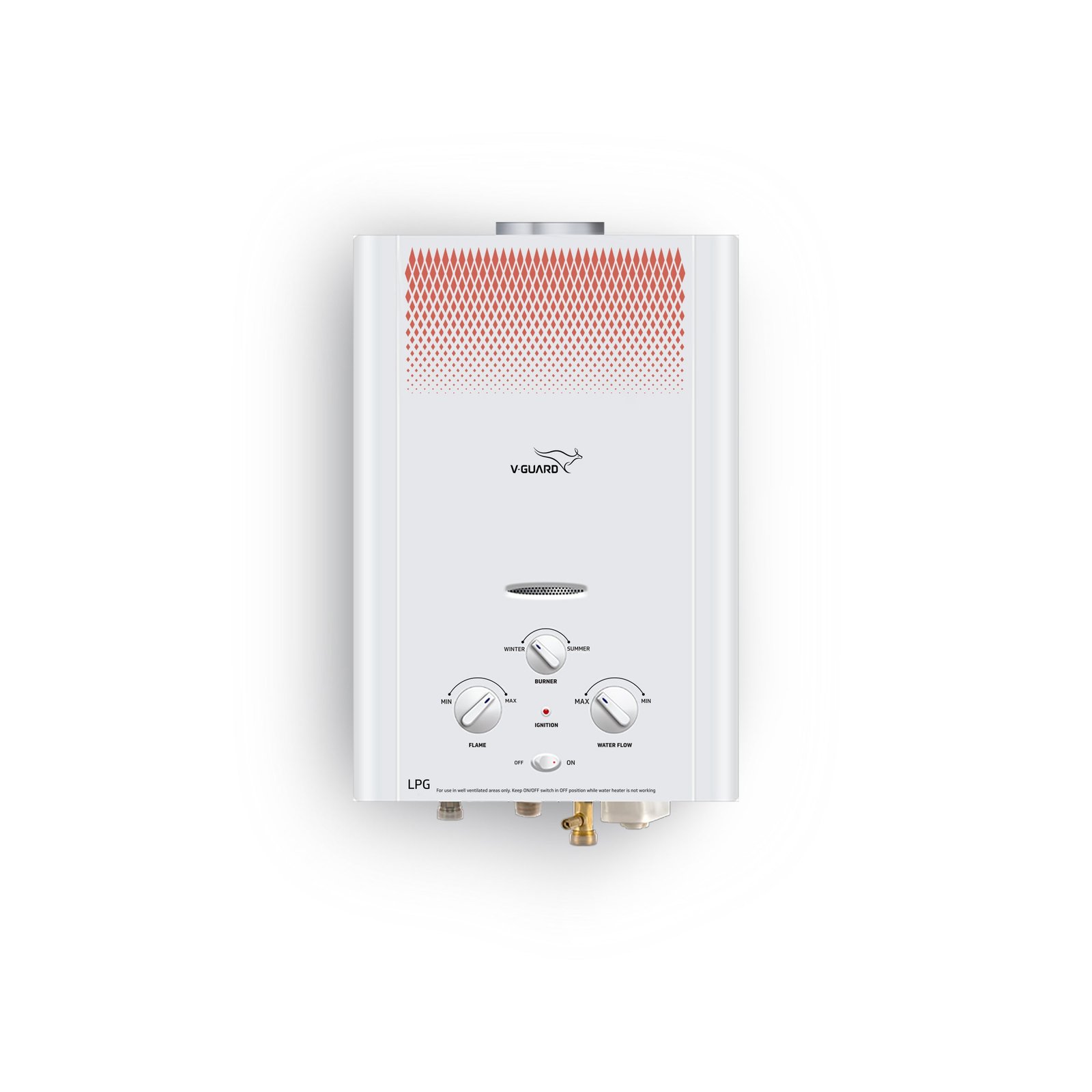 V-Guard Brio LPG gas water heater — representative model comparison