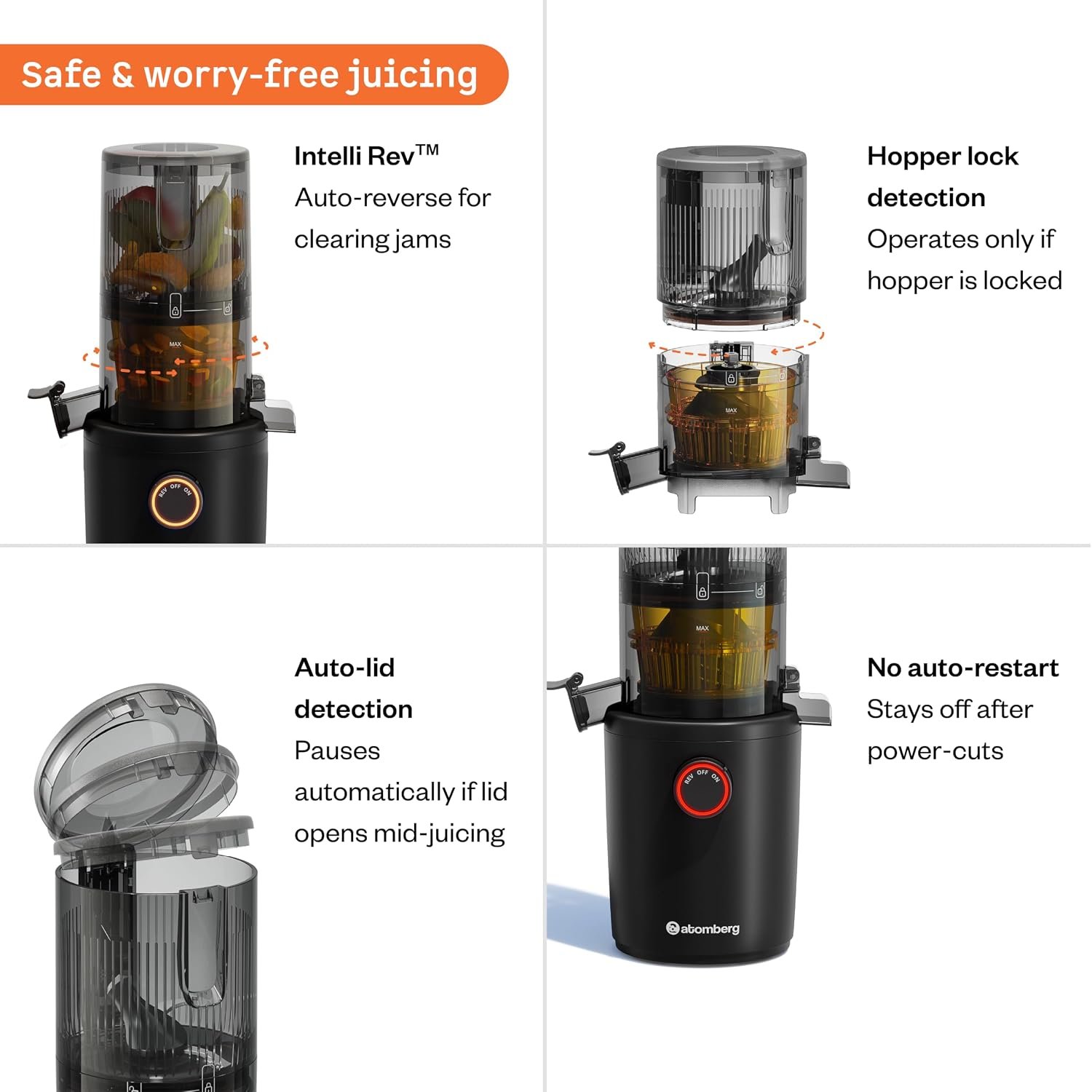 Atomberg Althea Midnight Black – Auto reverse and safety features